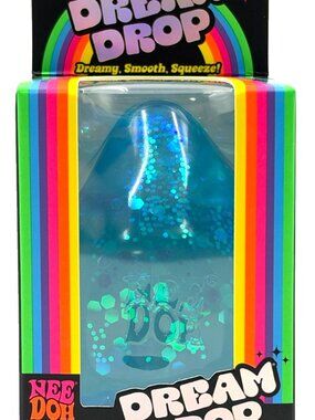 NeeDoh Dream Drop Sensory Fidget Squeeze Toy Blue Glitter Stress Ball with Stand